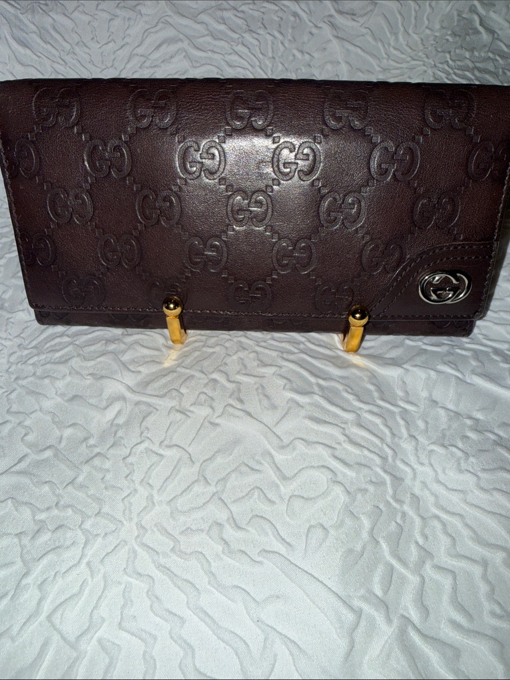 Gucci Embossed Guccissima GG Continental Brown Wallet -